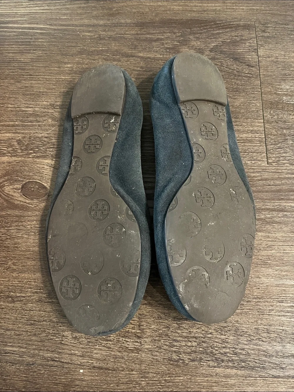 Tory Burch Black Suede Ballet Flats with Gold Logo